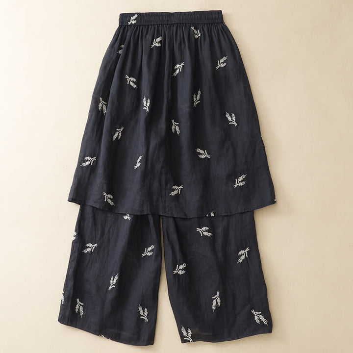 Buddha Stones Summer Boho Casual Floral Drawstring Cropped Pants Women's Wide Leg Pants - image 2