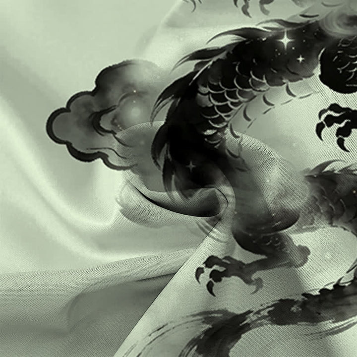 Buddha Stones Ink Dragon Cloud Pattern Buttons Wrinkle-resistant Men's Short Sleeve Shirt - image 8