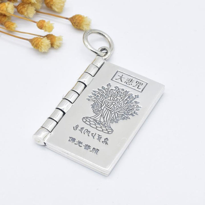 Buddha Stones 990 Sterling Silver Heart Sutra Great Compassion Shurangama Mantra Lotus Vajra Peace Necklace Pendant - Great Compassion Mantra - image 8