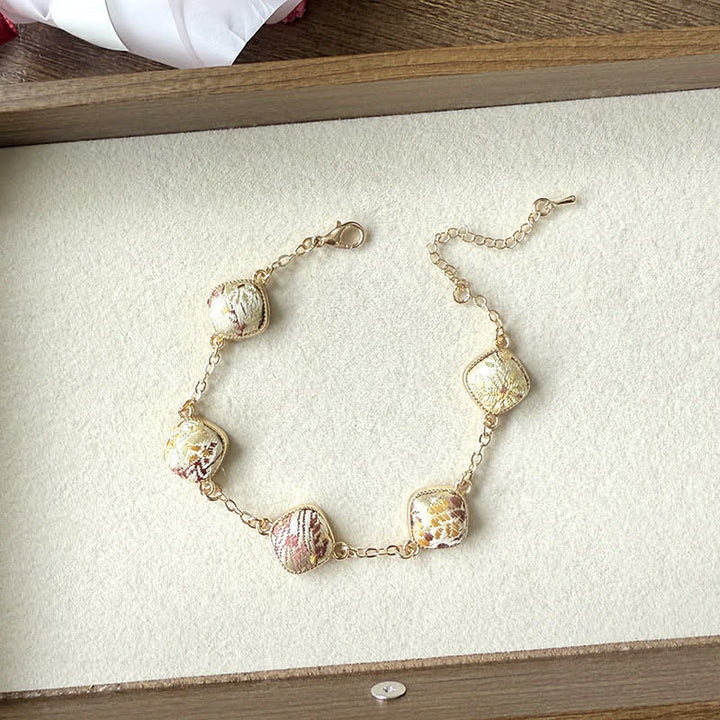Buddha Stones Copper Song Brocade Square Vintage Elegance Bracelet - Champagne(Same Color Tone – Pattern Varies) - image 9