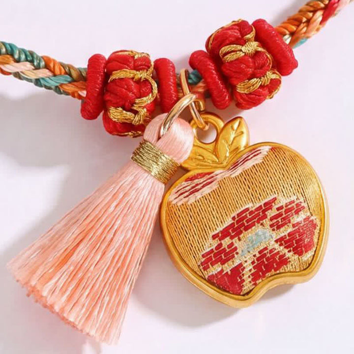 Buddha Stones Handwoven Five Color Apple Money Bag Gourd Chinese Lock Charm Protection Bracelet - image 6