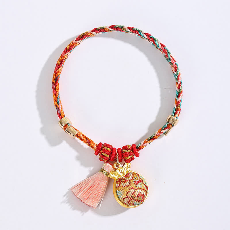 Buddha Stones Handwoven Five Color Apple Money Bag Gourd Chinese Lock Charm Protection Bracelet - image 24