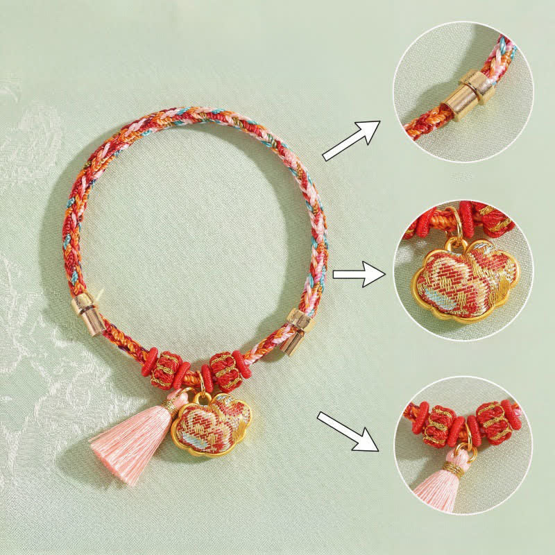Buddha Stones Handwoven Five Color Apple Money Bag Gourd Chinese Lock Charm Protection Bracelet - image 53
