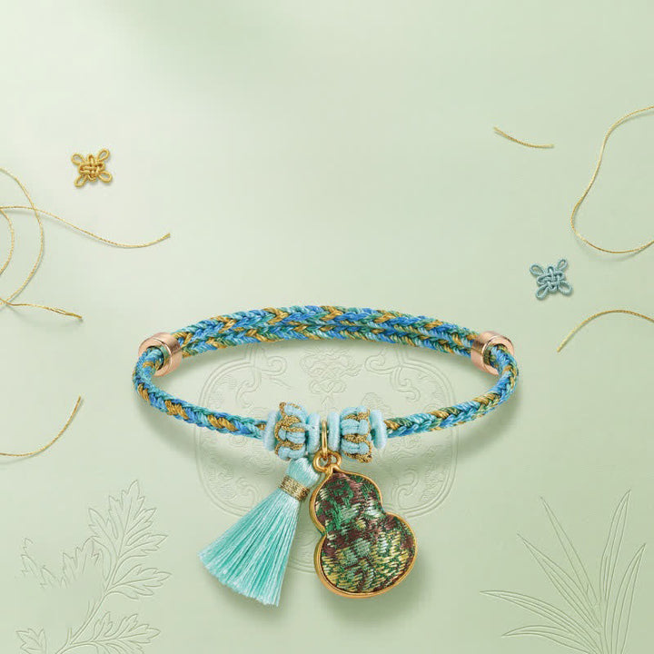 Buddha Stones Hand-Woven Five-Color Cord Luck Green Song Brocade Zongzi Apple Money Bag Chinese Lock Charm Gourd Bracelet - image 24