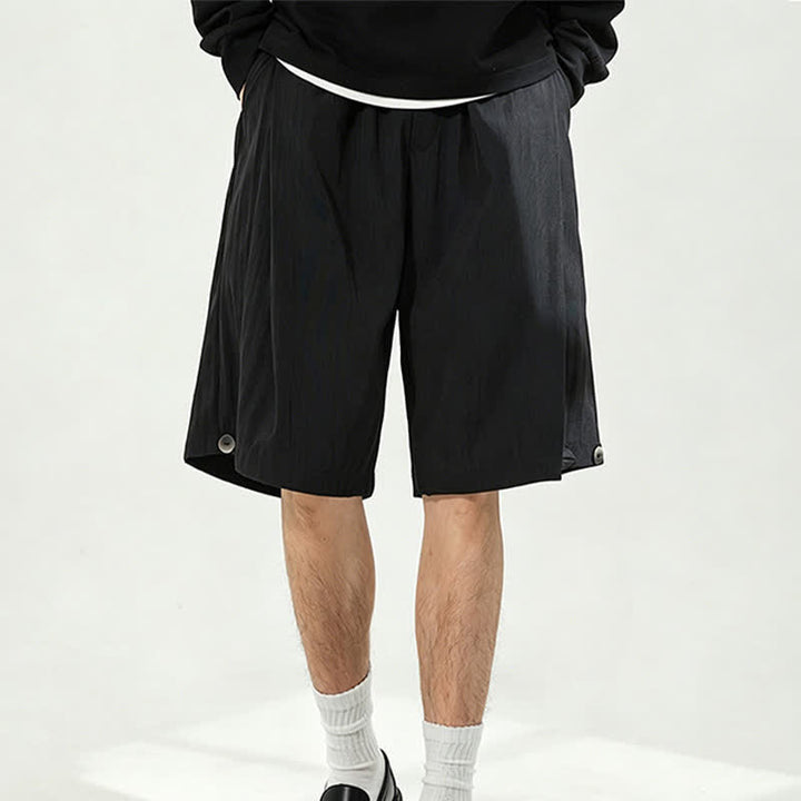 Buddha Stones Summer Casual Minimalist Drawstring Elastic Waist Solid Men's Shorts With Pocket - Black - US/UK/AU42, EU52 (3XL) - image 7