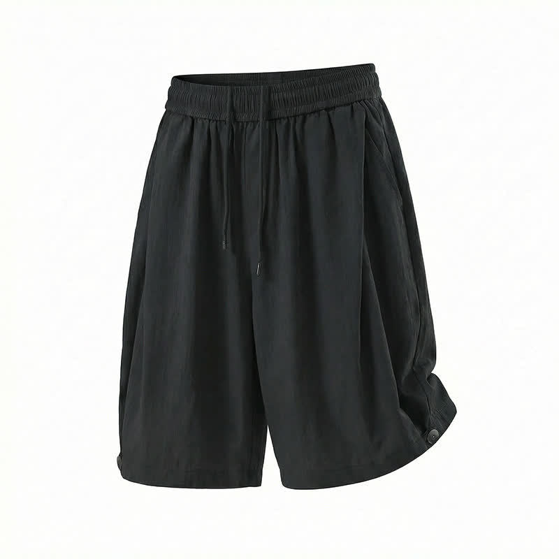 Buddha Stones Summer Casual Minimalist Drawstring Elastic Waist Solid Men's Shorts With Pocket - image 23