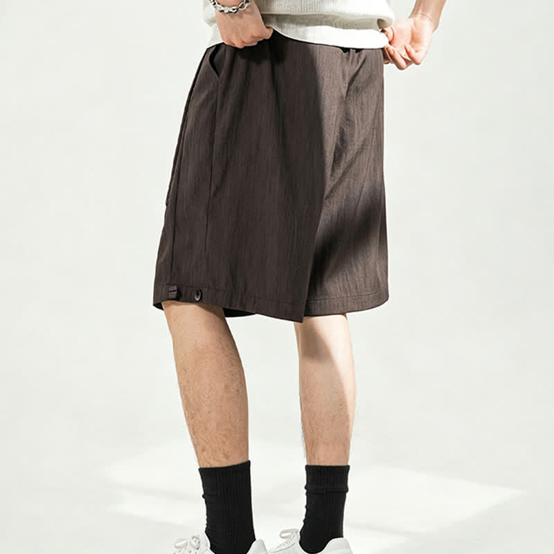 Buddha Stones Summer Casual Minimalist Drawstring Elastic Waist Solid Men's Shorts With Pocket - image 26