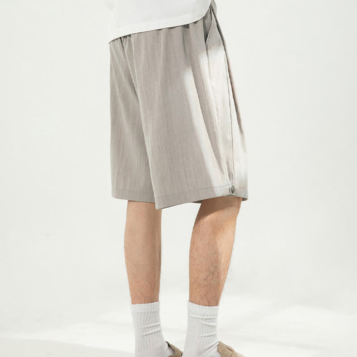 Buddha Stones Summer Casual Minimalist Drawstring Elastic Waist Solid Men's Shorts With Pocket - image 4