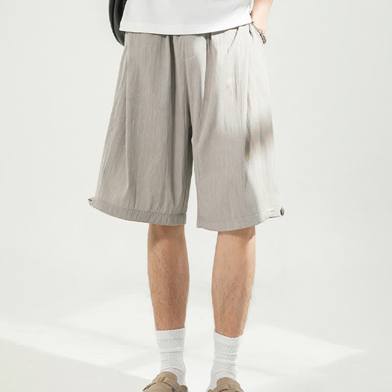 Buddha Stones Summer Casual Minimalist Drawstring Elastic Waist Solid Men's Shorts With Pocket - image 2