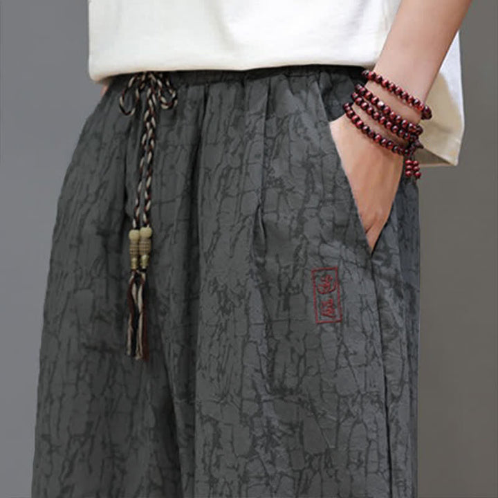 Buddha Stones Summer Casual Vintage Drawstring Abstract Men's Cropped Pants With Pockets - image 11