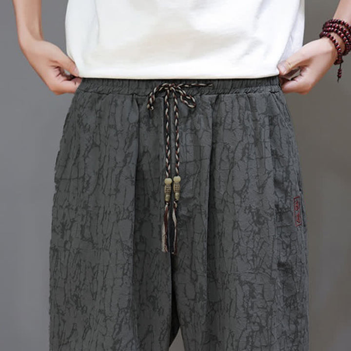 Buddha Stones Summer Casual Vintage Drawstring Abstract Men's Cropped Pants With Pockets - image 10