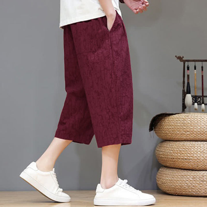 Buddha Stones Summer Casual Vintage Drawstring Abstract Men's Cropped Pants With Pockets - image 33