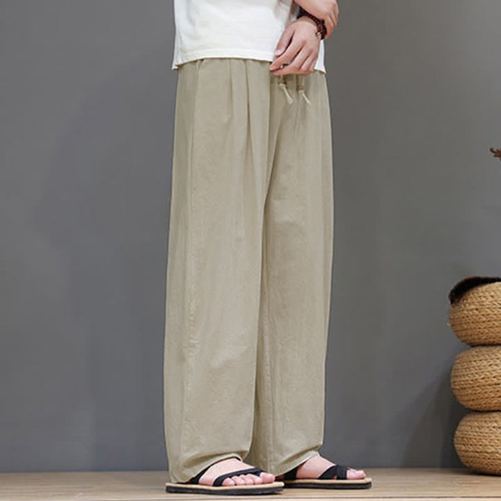 Buddha Stones Summer Casual Vintage Drawstring Solid Cotton Ankle Pants Men's Harem Pants With Pocket - image 19