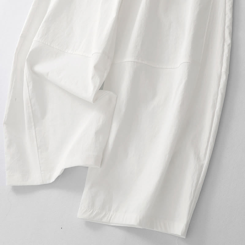 Buddha Stones Summer Casual Minimalist Drawstring Solid Cotton Ankle Pants Women's Harem Pants With Pocket - image 21