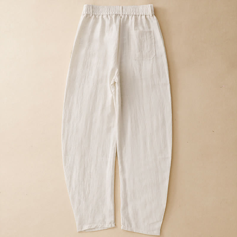 Buddha Stones Summer Casual Button-Up Solid Zipper Design Ankle Pants Women's Harem Pants With Pocket - image 16
