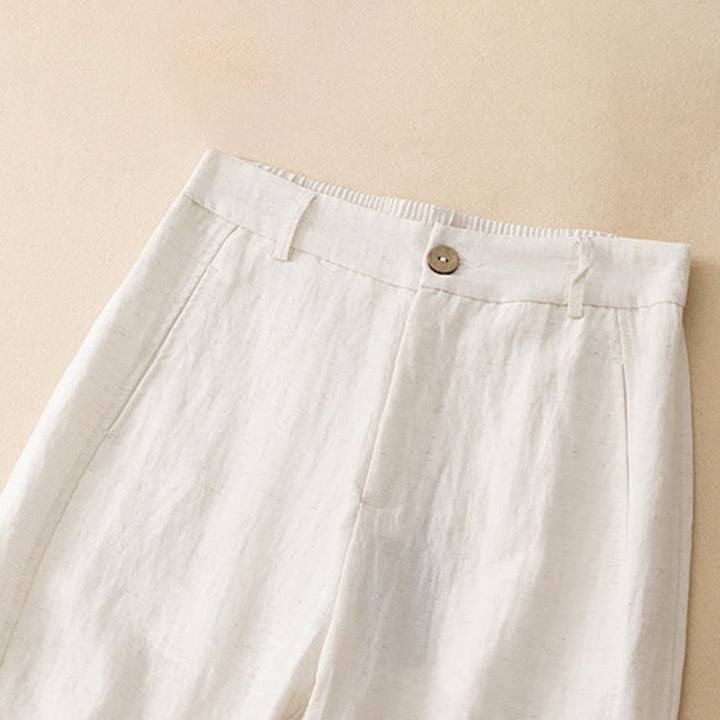 Buddha Stones Summer Casual Button-Up Solid Zipper Design Ankle Pants Women's Harem Pants With Pocket - image 17