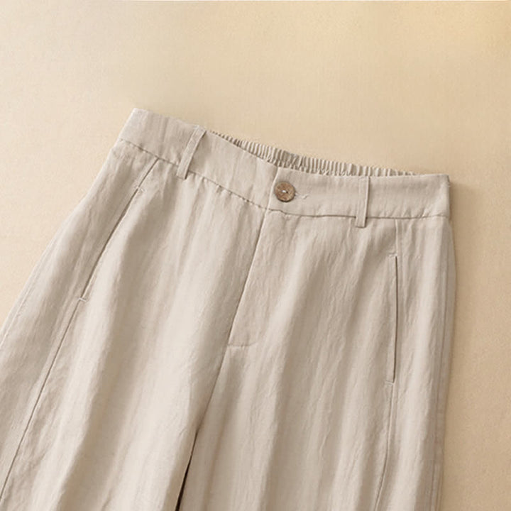 Buddha Stones Summer Casual Button-Up Solid Zipper Design Ankle Pants Women's Harem Pants With Pocket - image 11