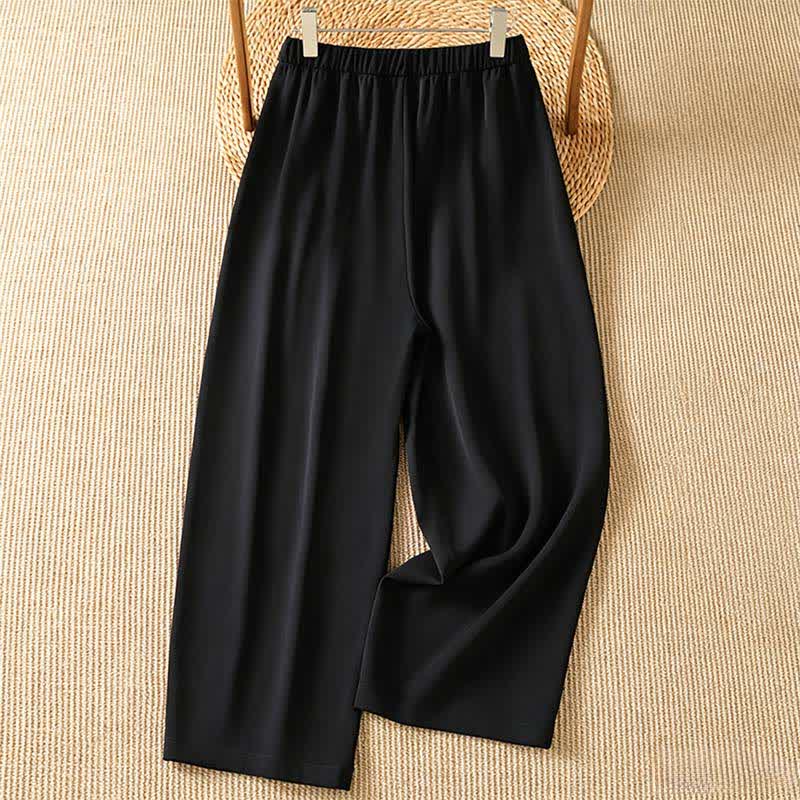 Buddha Stones Summer Casual Minimalist Solid Cropped Pants Women's Harem Pants With Pocket - image 8