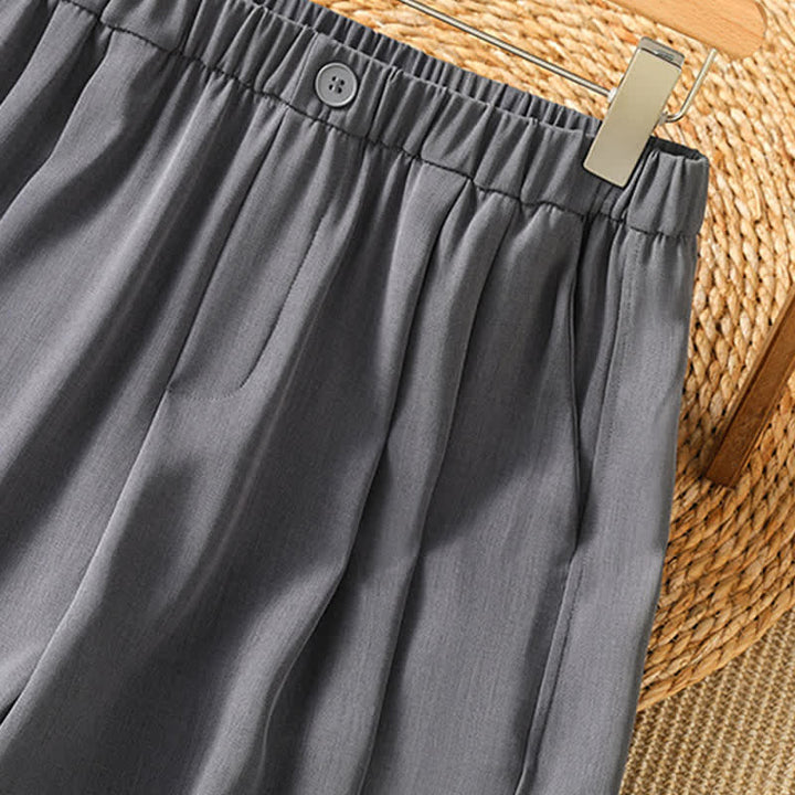 Buddha Stones Summer Casual Minimalist Solid Cropped Pants Women's Harem Pants With Pocket - image 4