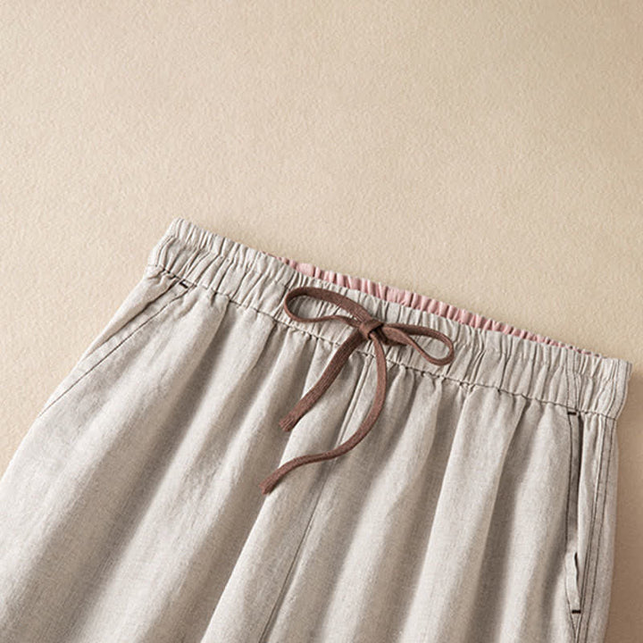 Buddha Stones Summer Casual Minimalist Drawstring Solid Ankle Pants Women's Harem Pants With Pocket - image 2