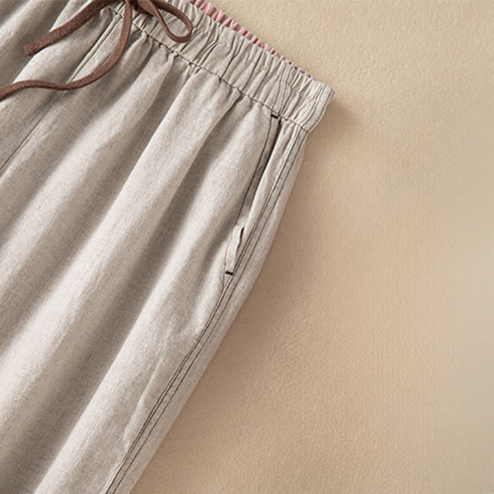Buddha Stones Summer Casual Minimalist Drawstring Solid Ankle Pants Women's Harem Pants With Pocket - image 5