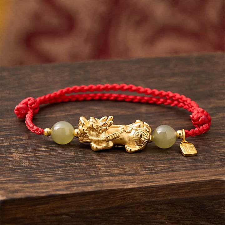 Buddha Stones Copper Pi Xiu Fu Character Luck Red String Bracelet - image 2