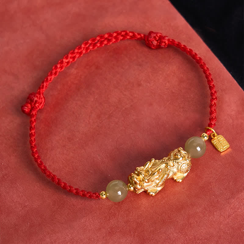 Buddha Stones Copper Pi Xiu Fu Character Luck Red String Bracelet - image 4