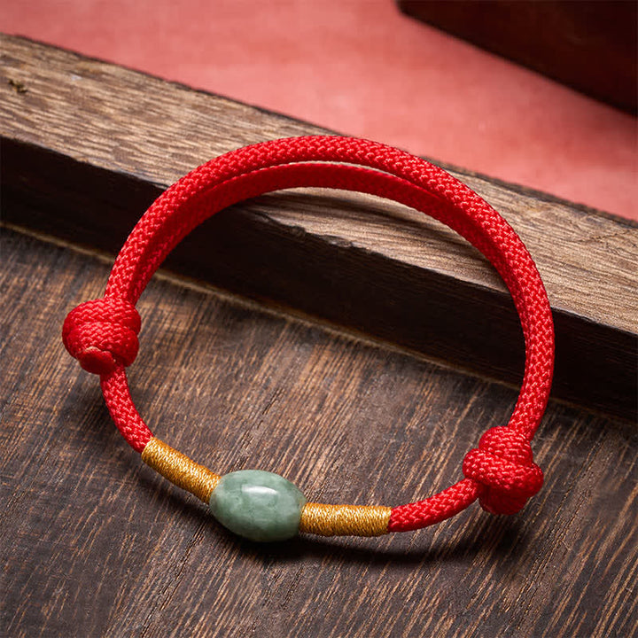 Buddha Stones Jade Bead Red String Protection Bracelet - Red String - image 0