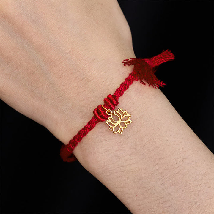 Buddha Stones Copper Lotus Red String New beginning Bracelet - image 12