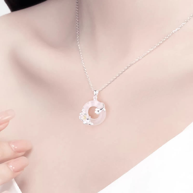Buddha Stones White Chalcedony Camellia Peace Buckle Purity Necklace - image 4