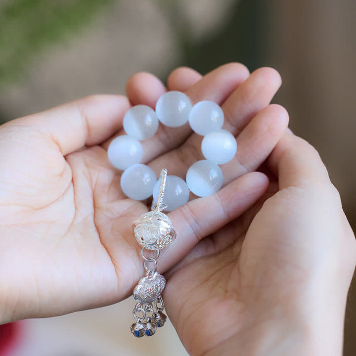 Buddha Stones White Cat's Eye Bell Ruyi Luck Tactile Meditation Beads Decorations - image 3