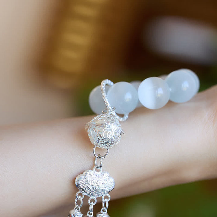 Buddha Stones White Cat's Eye Bell Ruyi Luck Tactile Meditation Beads Decorations - image 5