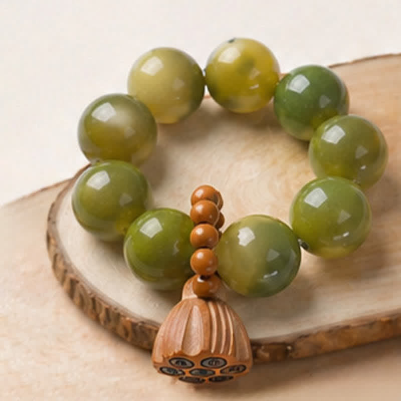 Buddha Stones White Bodhi Seed Lotus Pod Grounding Hand-Polished Tactile Meditation Beads Decorations - image 12
