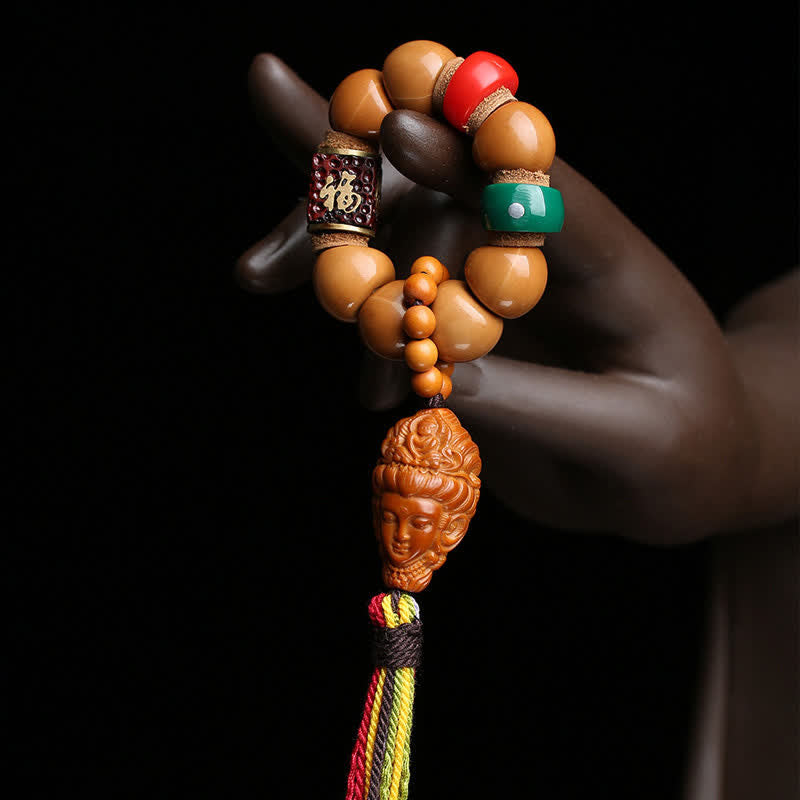 Buddha Stones Bodhi Seed Avalokiteshvara Fu Character Peace Tibetan Colorful Tassel Tactile Meditation Beads Decorations - Bodhi Seed (Awakening ♥ Wisdom) - image 0