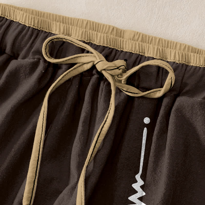 Buddha Stones Pure Cotton Om Symbol Pattern Women's Elastic Waist Pants With Pockets - image 9