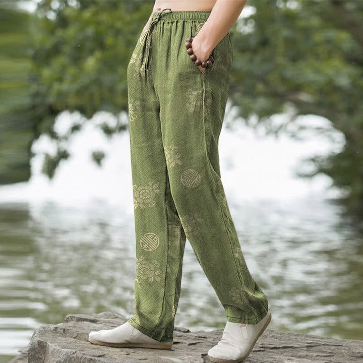 Buddha Stones Cotton Geometric Tribal Pattern Men's Tapered Pants With Pockets - image 7