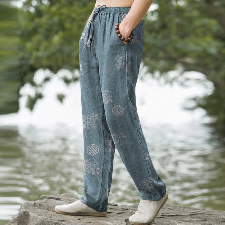 Buddha Stones Cotton Geometric Tribal Pattern Men's Tapered Pants With Pockets - image 5