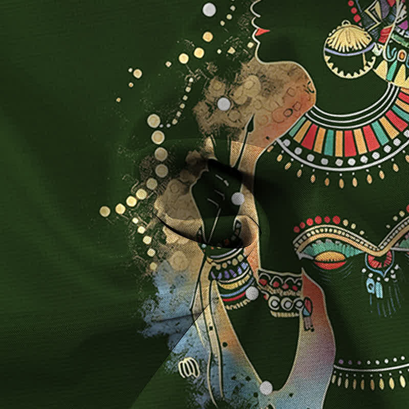 Buddha Stones Tribal Woman Silhouette Pattern Buttons Breathable Men's Short Sleeve Shirt - image 4