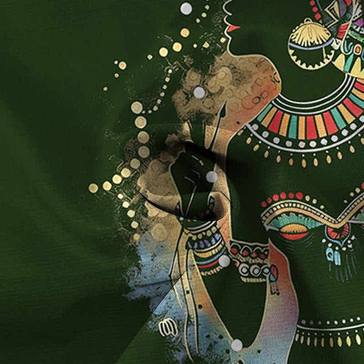 Buddha Stones Tribal Woman Silhouette Pattern Buttons Breathable Men's Short Sleeve Shirt - image 4