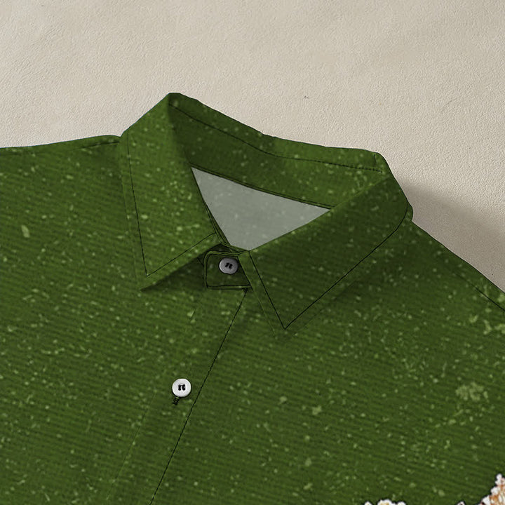 Buddha Stones Lotus Wave Cloud Pattern Buttons Breathable Men's Short Sleeve Shirt - image 7