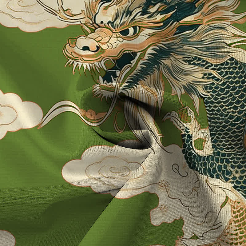 Buddha Stones Chinese Dragon Cloud Pattern Buttons Wrinkle-resistant Men's Short Sleeve Shirt - image 5