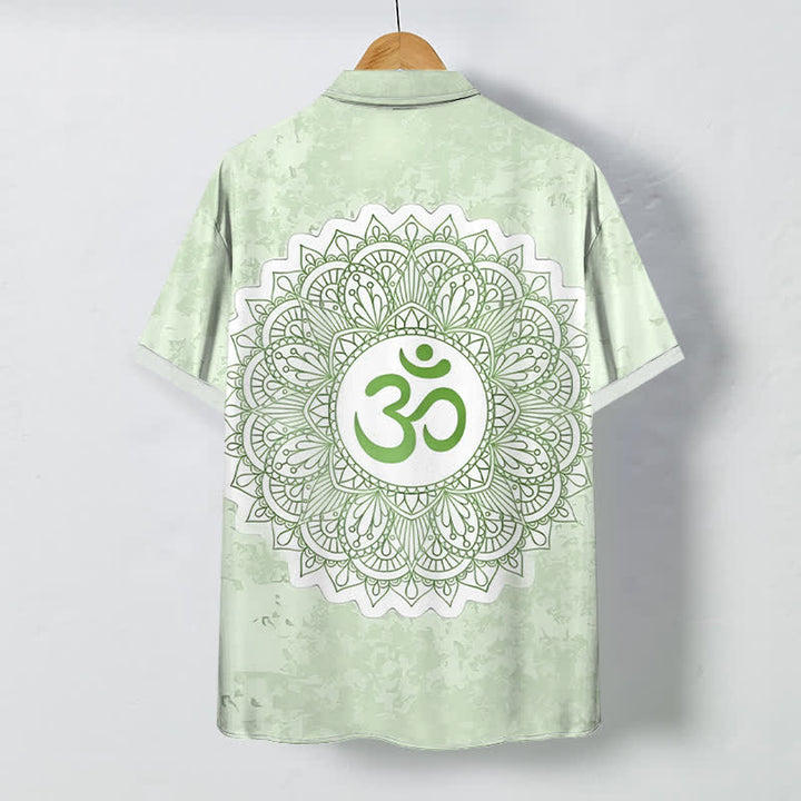 Buddha Stones Om Mandala Pattern Buttons Breathable Men's Short Sleeve Shirt - image 4