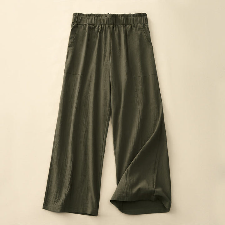 Buddha Stones Spring Summer Casual Minimalist Solid Drawstring Long Pants Women's Straight Leg Pants With Pockets - OliveDrab - US12，UK/AU16，EU44 (2XL) - image 13