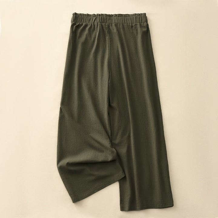 Buddha Stones Spring Summer Casual Minimalist Solid Drawstring Long Pants Women's Straight Leg Pants With Pockets - image 16