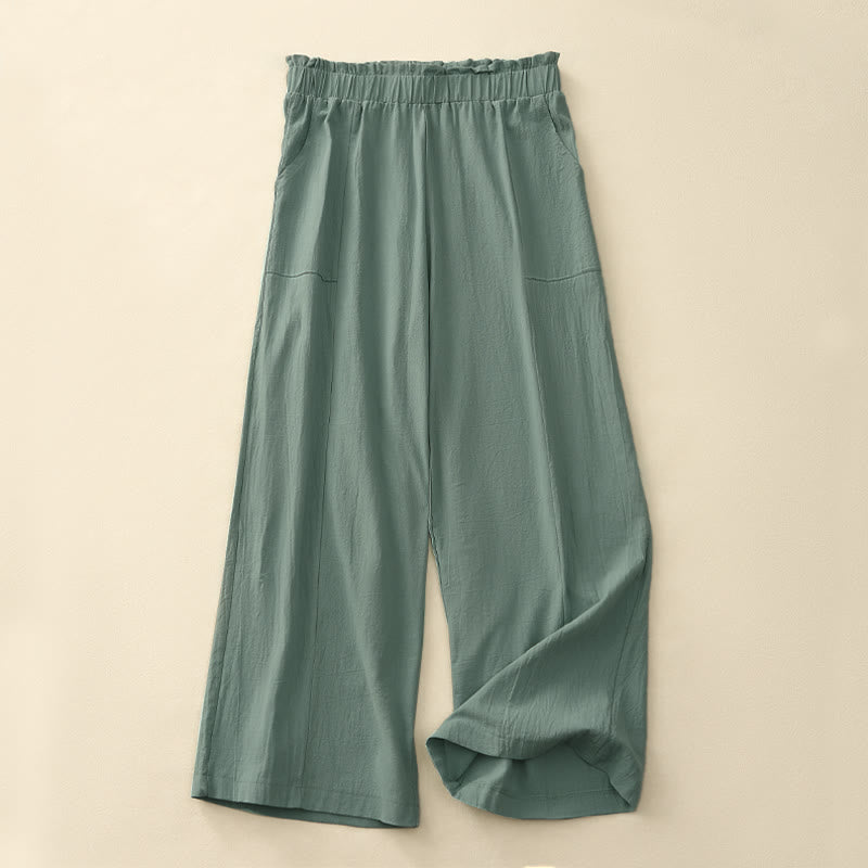 Buddha Stones Spring Summer Casual Minimalist Solid Drawstring Long Pants Women's Straight Leg Pants With Pockets - CadetBlue - US12，UK/AU16，EU44 (2XL) - image 8