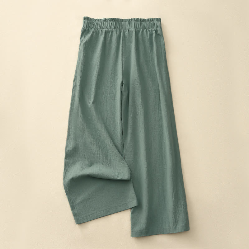 Buddha Stones Spring Summer Casual Minimalist Solid Drawstring Long Pants Women's Straight Leg Pants With Pockets - image 8