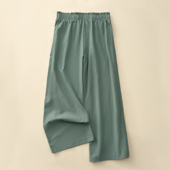 Buddha Stones Spring Summer Casual Minimalist Solid Drawstring Long Pants Women's Straight Leg Pants With Pockets - image 8