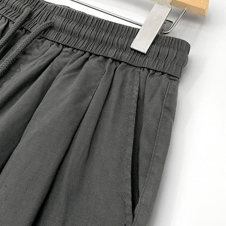 Buddha Stones Summer Casual Minimalist Drawstring Solid Men's Shorts With Pockets - image 5