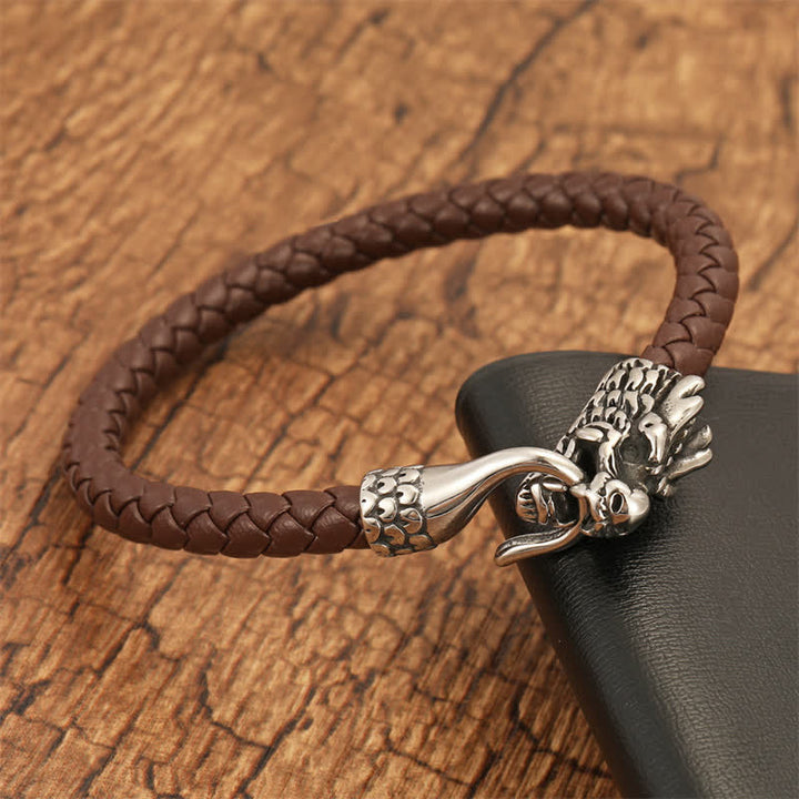 Buddha Stones Braided Leather Dragon Strength Punk Bracelet - image 7