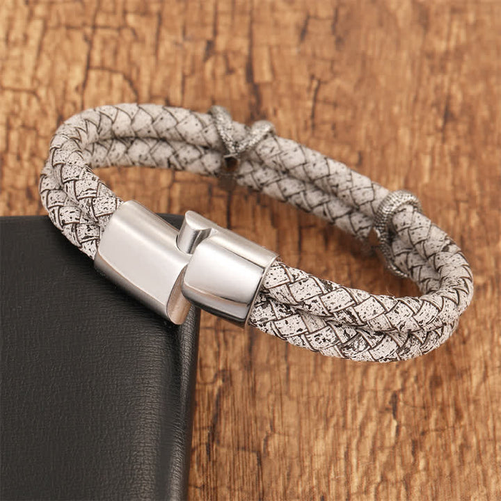 Buddha Stones Braided Leather Dragon Claw Strength Stainless Steel Bracelet - image 8